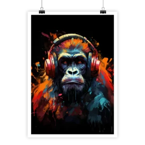 Gorilla in vibrant PopArt style by i-Art, colorful and dynamic.