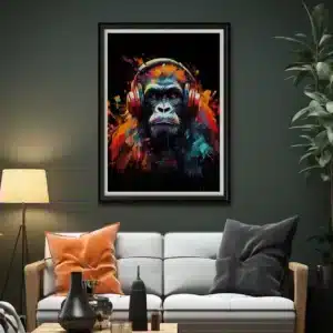 Colorful PopArt gorilla canvas in vibrant modern style by i-Art.
