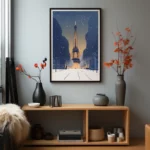 Toure Eiffel hiver poster showcasing vintage Paris winter scene.