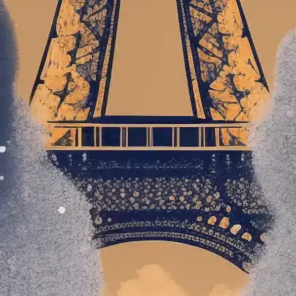 Toure Eiffel hiver vintage travel poster in winter scene