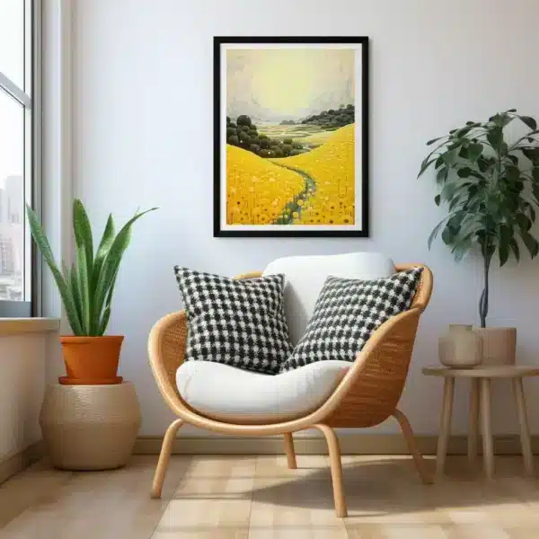 Surréaliste painting La route des fleures by i-Art, vibrant colors.