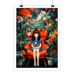 Petite fille avec fleurs aux couleurs surréalistes par i-Art.