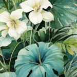 Colorful vintage floral composition print by i-Art in gallery setting.