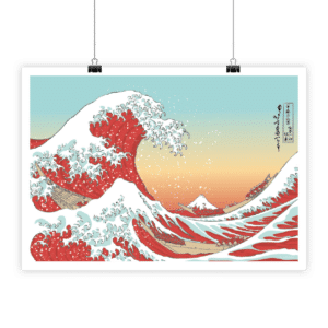 Poster vague Hokusai rouge claire