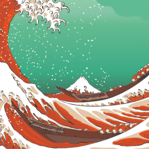 La Grande Vague de Kanagawa - Hokusai (rouge)
