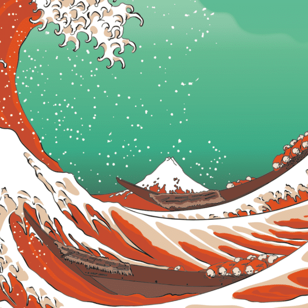 La Grande Vague de Kanagawa - Hokusai (rouge)
