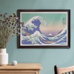 La Grande Vague de Kanagawa - Hokusai, mauve pop art print.