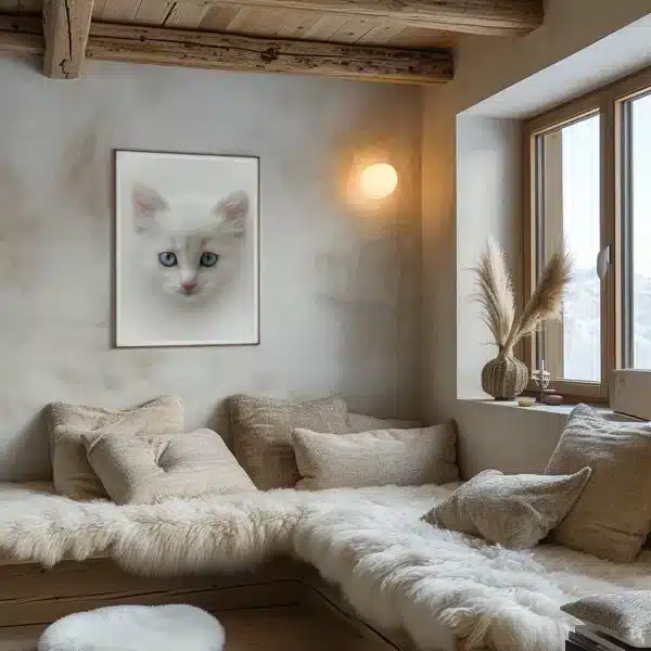 Photographie couleur d’un chaton blanc