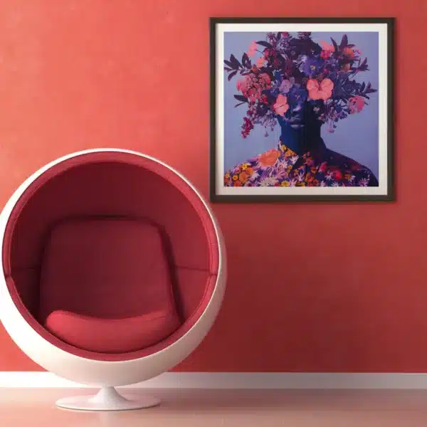 L'homme aux fleurs, surréaliste affiche, homme avec fleurs tête.