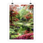 Affiche surréaliste Jardin Japonais Multicolore, ambiance naturelle et artistique