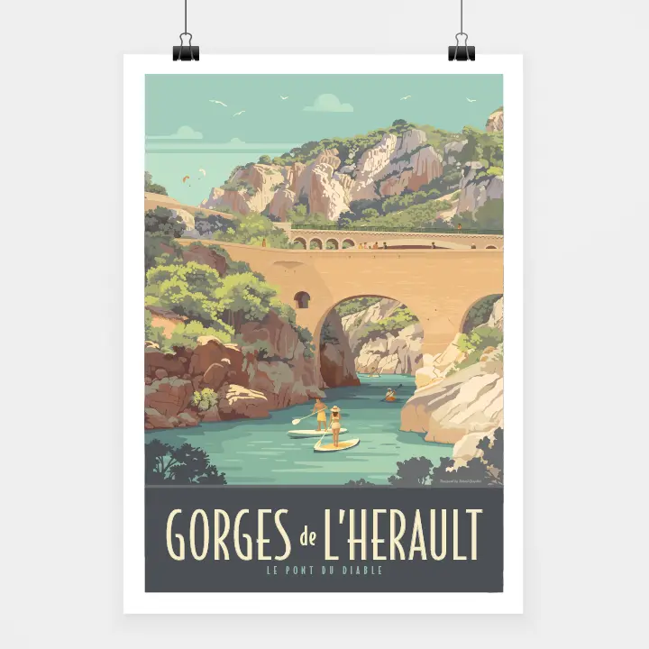 Travel-Poster-Affiche-Gorges-de-lHerault Affiche Gorges de l'Hérault – Image 1