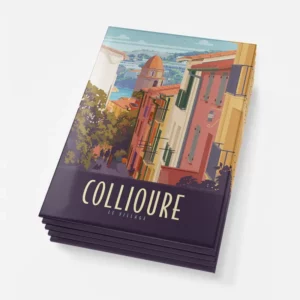Magnets depicting scenic Collioure village coastal view.