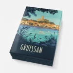 Magnets Gruissan le village featuring rustic coastal scenery.