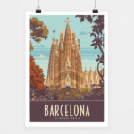 Poster Barcelona La Sagrada Família showcasing iconic architectural details