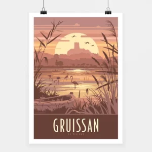 Travel-Poster-Affiche-Gruissan-sunset