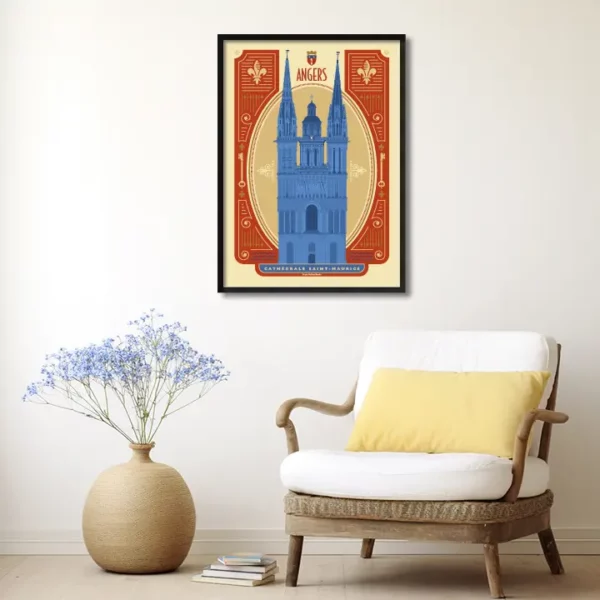 Angers Cathédrale affiche featuring detailed architectural artwork.