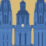 Angers Cathédrale poster featuring iconic architecture and vibrant colors.