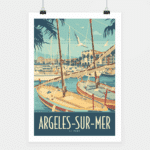Affiche Argelès Le port, vibrant Travel Poster of Occitanie coast