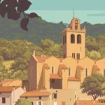 Colorful illustration of Prats de Mollo la Preste poster design