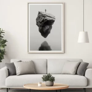 Man on stone concept photo featuring a figure against rock backdrop