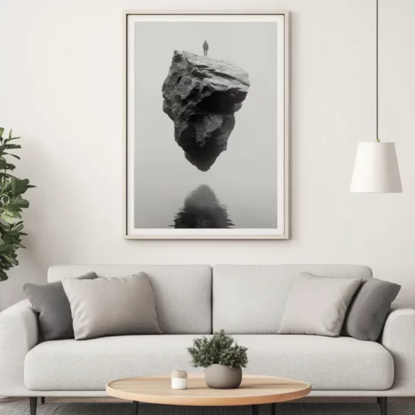 Man on stone concept photo featuring a figure against rock backdrop