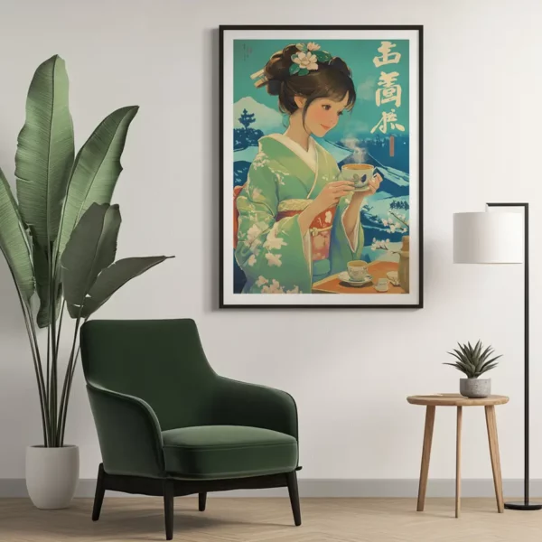 Vintage art poster featuring Thé Japonais Retro by i-Art.