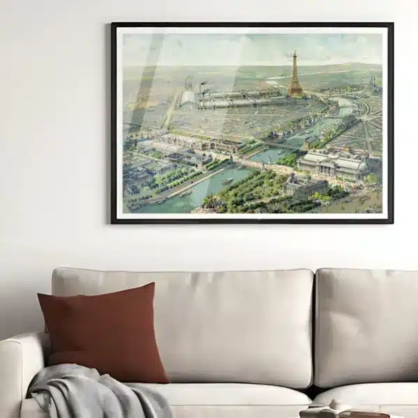 Vintage Expo Universelle Paris poster by i-Art in gallery setting