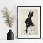 Minimalist poster Japan Rabbit in a serene interior setting.