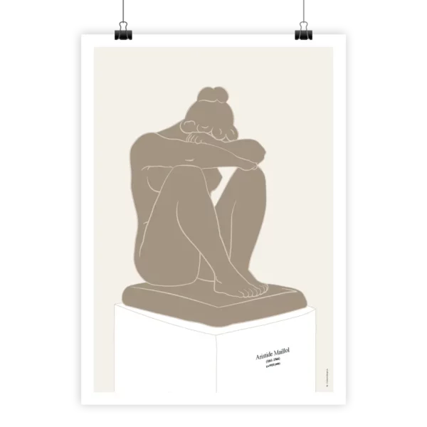 La nuit Aristide Maillol poster with minimalist brown design.