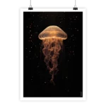 Enigmatic Méduse lumière poster with glowing gothic jellyfish design