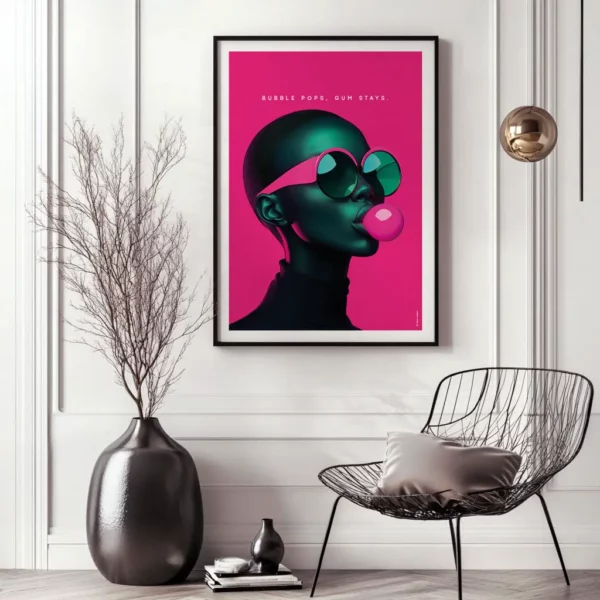 Pop Art Poster Bubble gum style with vibrant minimal typography display