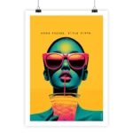 Poster Soda style with vibrant pop art and vintage typographic design