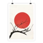 Soleil Rouge et Cerisier du Japon artwork, minimalistic concept by i-Art.