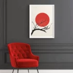 Abstract Soleil Rouge et Cerisier du Japon with minimal floral design.