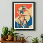 Vintage i-Art Tour de France retro poster design featuring cycling elements.