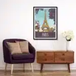 Décor avec l'affiche encadrée Paris Tour Eiffel