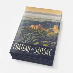 Colorful Chateau de Saissac magnet with scenic landscape design